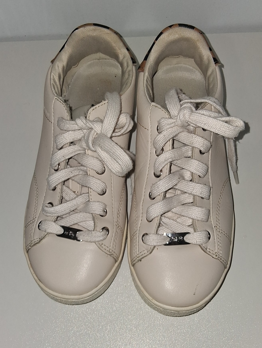 Coach Cream White Lace-Up Leather Sneakers